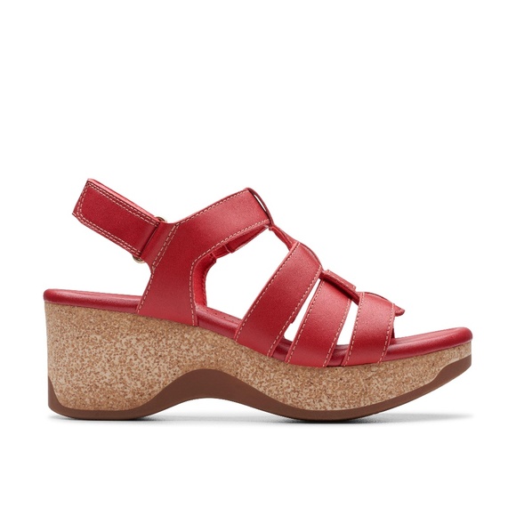 Womens Clarks Chelseah Peak Sandals. Red Leather. 26179787 - Picture 1 of 7